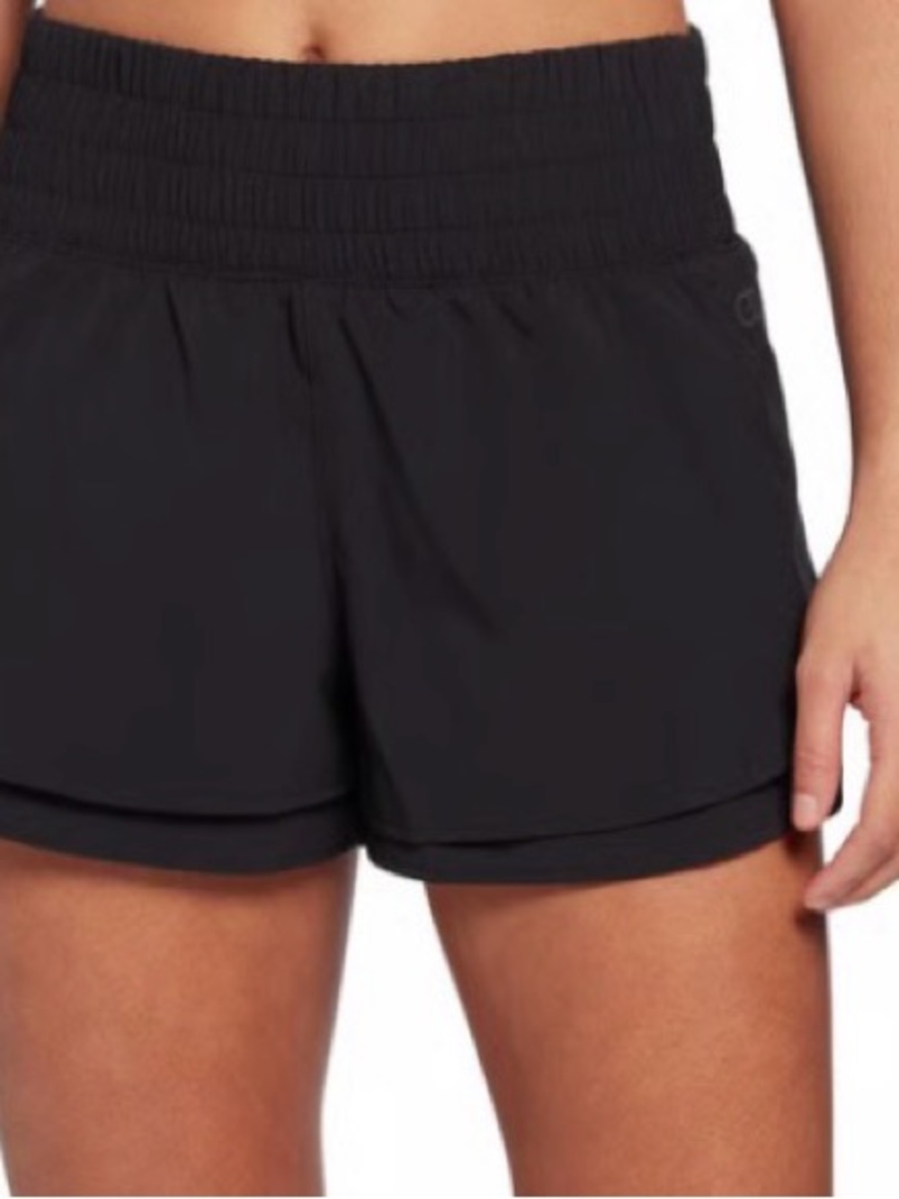 CALIA by Carrie Underwood Black Smocked-Waist Athletic Shorts